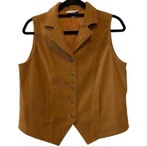 CDG vintage tan button Front ribbed western vest size 8 with pockets EUC